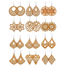 Наборы для изготовления полых серег своими руками, включить деревянные большие подвески, латунные крючки для серьги и железные кольца