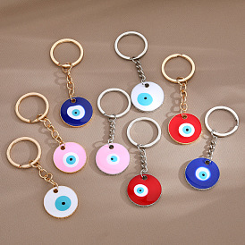 New jewelry color devil's eye pendant keychain dripping oil alloy Turkish blue eyes round pendant
