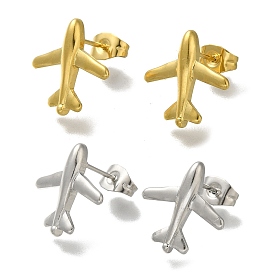 Ion Plating(IP) 304 Stainless Steel Airplane Stud Earrings for Women