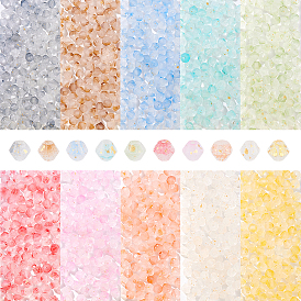 10 сумки 10 цветные биконусы прозрачные стеклянные бусины, золотой фольгой, два тона, граненые