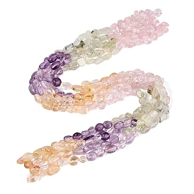 Natural Rose Quartz & Amethyst & Citrine(Heated) & Prehnite Beads Strands, Nuggets, Tumbled Stone