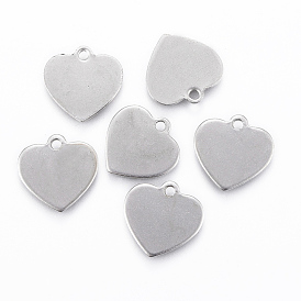 201 Stainless Steel Charms, Stamping Blank Tag, Heart