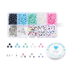 DIY Glasses Chains/Mask Rope Making Kits, 620Pcs Flat Round & Round Glass Seed & Acrylic Beads, Zinc Alloy Lobster Claw Clasps, Silicone EyeGlass Holders, Iron Findings, Elastic Crystal Thread