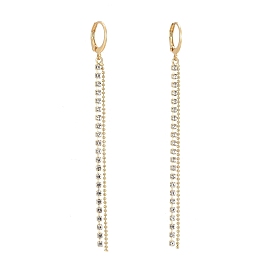 Brass Rhinestone Cup Chain Tassel Earrings, with 304 Stainless Steel Leverback  Earrings Findings