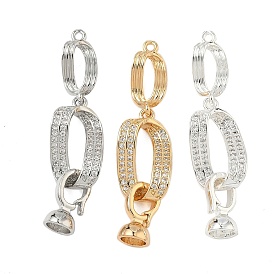 Латунное микропейв, прозрачный кубический цирконий, складные застежки, овальные