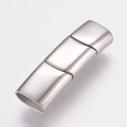 304 Stainless Steel Magnetic Clasps with Glue-in Ends, Ion Plating (IP), Rectangle
