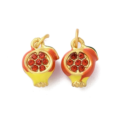 Alloy Enamel Pendants Pave Rhinestone, Cadmium Free & Nickel Free & Lead Free, Pomegranate