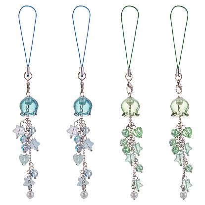 4шт 2 стиль стеклянные и акриловые мобильные ремешки, цветок