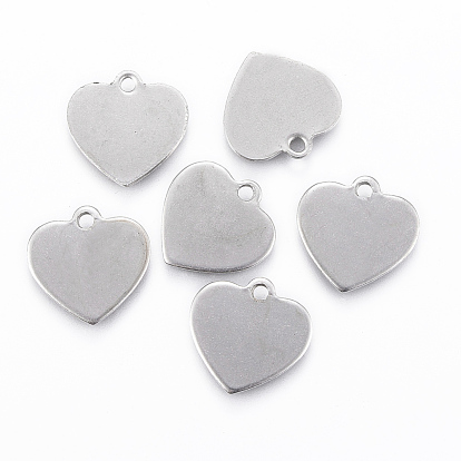 201 Stainless Steel Charms, Stamping Blank Tag, Heart