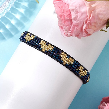 Браслеты из стеклянного бисера ручной работы для женщин, сердце, с настоящими 18k позолоченными 304 подвесками-крестиками из нержавеющей стали