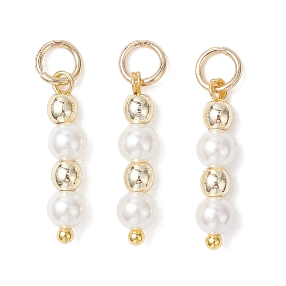 Подвески из ракушечного жемчуга с круглыми бусинами из синтетического немагнитного гематита, подвески из бисера с 304 соединительными кольцами из нержавеющей стали, белые