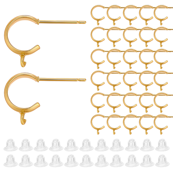 Изделия из латуни, серьги-кольца, с петлей и стальными штифтами, долговечный, без никеля 