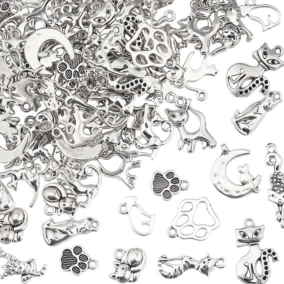 102 шт. Подвески из сплава в тибетском стиле, кошка прелести