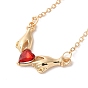 Alloy Rhinestone Hands with Heart Pendant Necklace, Alloy Jewelry for Women