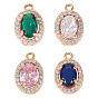 4 шт 4 цвета кулоны из латуни, микропаве, циркония, овальные амулеты, реальный 18 k позолоченный