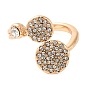 Crystal Rhinestone Flat Round Open Cuff Rings, Alloy Ring for Women