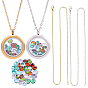 DIY Pendant Necklaces, Including 2Pcs 2 Styles 304 Stainless Steel Flat Round Locket Pendants & 2Pcs 2 Styles Cable Chains and 32Pcs 8 Colors Cubic Zirconia Cabochons, Mixed Color