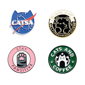 Cartoon creative cute kitten shape brooch personalized GOOD BOY letter CATSA paint emblem
