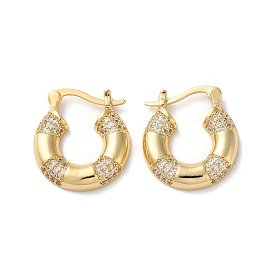 Brass Pave Clear Cubic Zirconia Hoop Earrings for Women, Ring