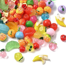 Непрозрачные подвески смолы, фрукты, с железной платиной петлей