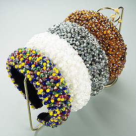 Handmade Crystal Velvet Starry Headband with Wide Sponge Band - Vintage Baroque Style Hair Accessory