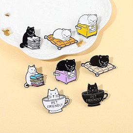 Adorable Cartoon Cat Brooch for Bookworms and Coffee Lovers - Versatile Fashion Accessory for Clothes, Bags, and Hats!