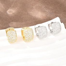 Латунные серьги-кольца из прозрачного кубического циркония, Кольцевая форма, без свинца и без кадмия, долговечный, стойки покрытие