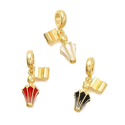 Латунные эмалевые европейские подвески для бадминтона, Подвески с большими отверстиями, реальный 18 k позолоченный, долговечный, без кадмия и без свинца, стойки покрытие