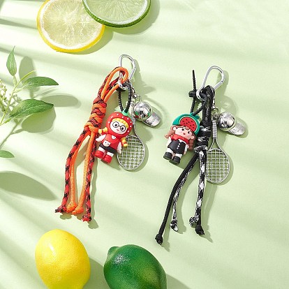 2 шт. полиэстеровые и спандексные шнуры, веревки, подвесные украшения, с подвеской в виде куклы-фрукта из ПВХ