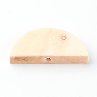 Unfinished Wood Beads, Natural Wooden Loose Beads Spacer Beads, Flat Half Round