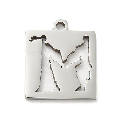 Pendentifs en acier inoxydable, charme carré