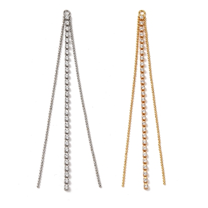 Большие подвески из латуни с микропейвом и прозрачным фианитом, кисточка из шариковой цепочки