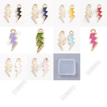 50 pcs 10 couleurs pendentifs en alliage d'émail, la foudre, or et de lumière