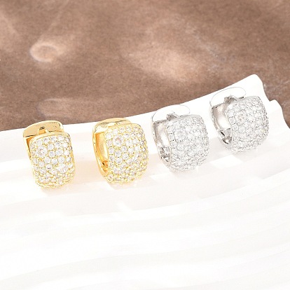 Латунные серьги-кольца из прозрачного кубического циркония, Кольцевая форма, без свинца и без кадмия, долговечный, стойки покрытие