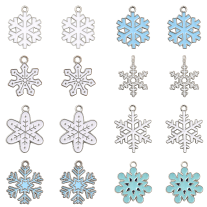 48 шт 8 стили подвески из сплава эмали, рождественские снежинки, без кадмия и без свинца, платина