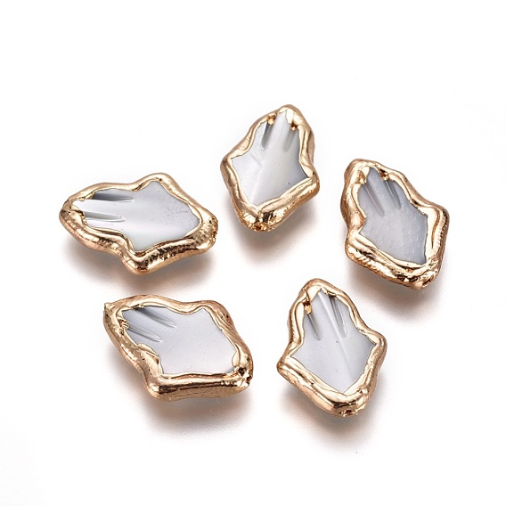 Стеклянные бусы, край позолоченный, hamsa рука / рука fatima / рука miriam