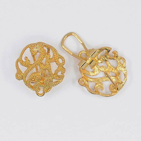Alloy Stud Earring Findings, French Clip Earrings, with Loop, 21.5x19mm, Pin: 0.8mm