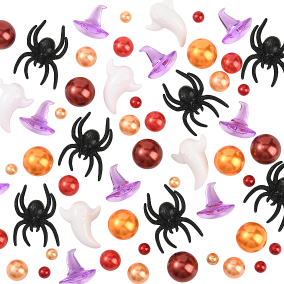 132 шт. 6 стили заполнение Хэллоуин, пластиковые кабошоны, Абс имитация жемчужные бусины