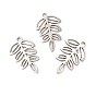 201 Stainless Steel Pendants, Laser Cut, Hollow, Leaf Charm