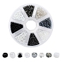 8 Style Glass Round Seed Beads, Opaque Colours & Silver Lined Round Hole & Ceylon &  Transparent Inside Colours & Trans Round Hole Beads, Small Craft Beads, for DIY Jewelry Making