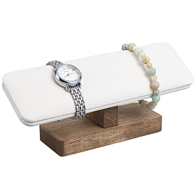 Подставки для браслетов из искусственной кожи с т-образной планкой и деревянной основой, держатель органайзера для часов, Браслет
