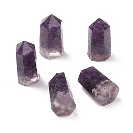 Остроконечная пуля из смолы украшение для дома, с крошкой из натурального драгоценного камня внутри, шестиугольная призма