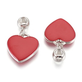CCB Plastic Pendants, with Enamel, Heart, Dark Red