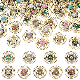 36шт. 9 цвета сплав эмаль цветок компоненты люстры звенья, для изготовления тканых полотен, античное золото 