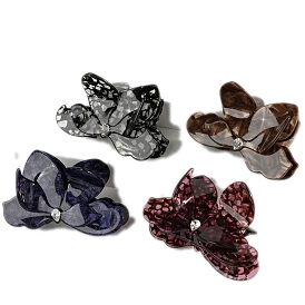 Заколки-клочья из ацетата целлюлозы с кристаллами и стразами, бантом