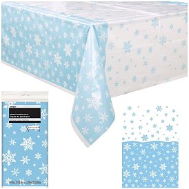 Christmas Theme Disposable PE Plastic Tablecloths, for Party, Rectangle, Light Sky Blue