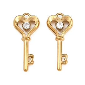 304 микро нержавеющей стали прокладывать Цирконом подвески, Брелоки для ключей, ионное покрытие (ip)