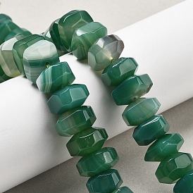 Натуральные полосатые агатовые бусы, окрашенная и подогревом, граненые, рондель