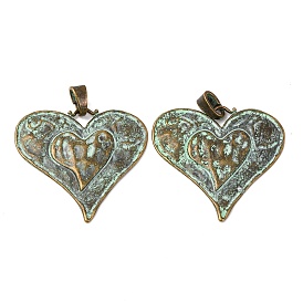 Сердце тибетский стиль сплава большие кулоны, без кадмия и без свинца, 61x64.5x2 мм, отверстие : 9x4 мм