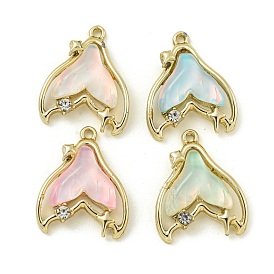 UV Plating Alloy Resin Pendants, Lead Free & Cadmium Free, Fishtail, Golden